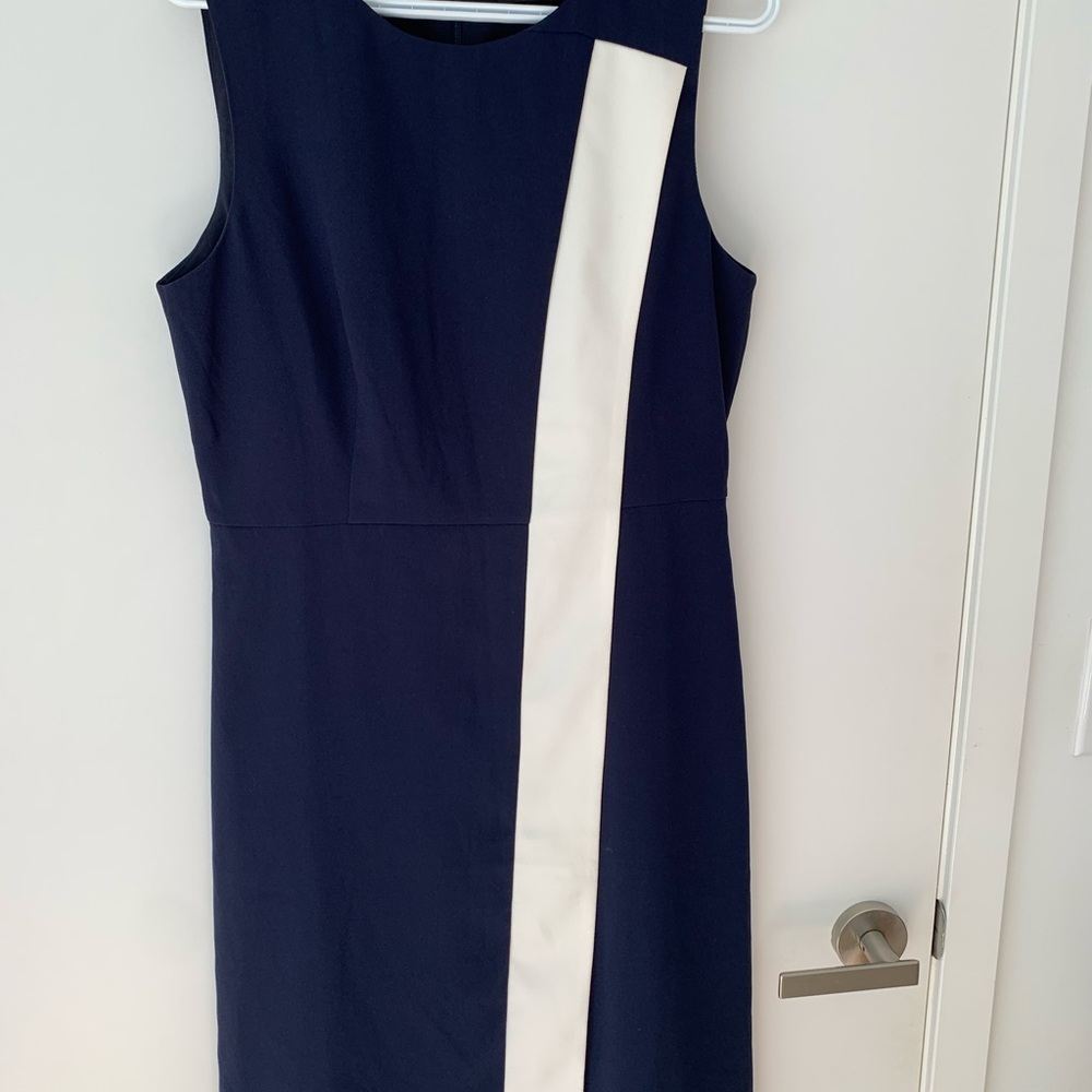 J. Crew Navy and Cream Midi Dress